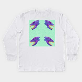 Diaphonized Hyena Skull Gold Teeth Mint Kids Long Sleeve T-Shirt